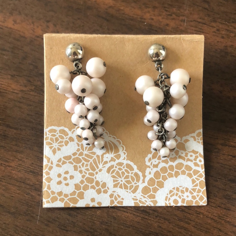 Vintage Pink and Silver Cluster Earrings